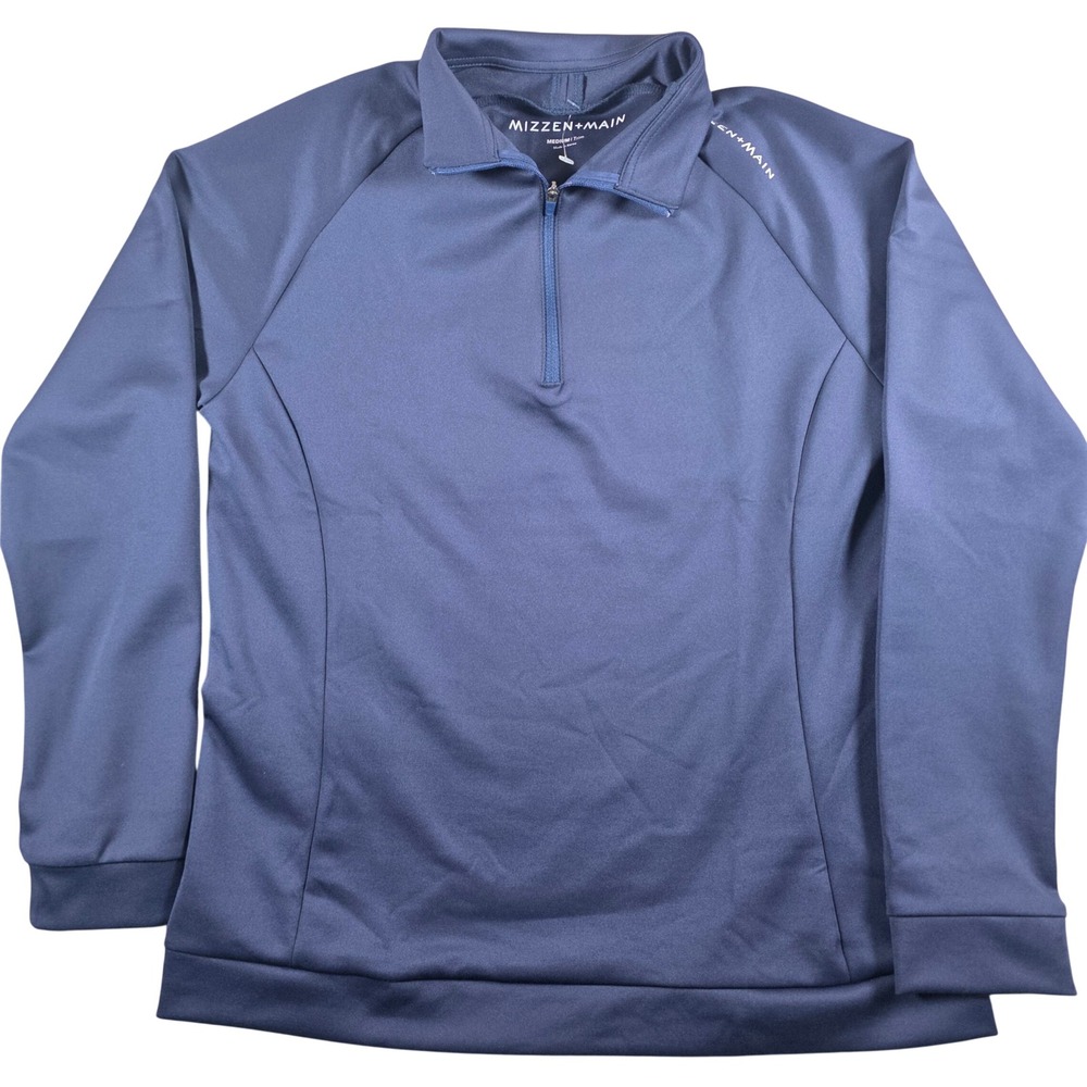 NWOT Mizzen+Main Men Navy Blue Quarter-Zip Performance Pullover Size M Trim Fit - Picture 8 of 9